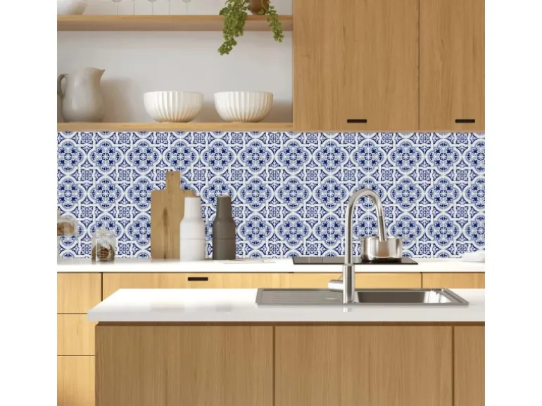 MySpotti Küchenrückwand Profix Cucina Apollon 210 x 60 cm Blau-Weiß