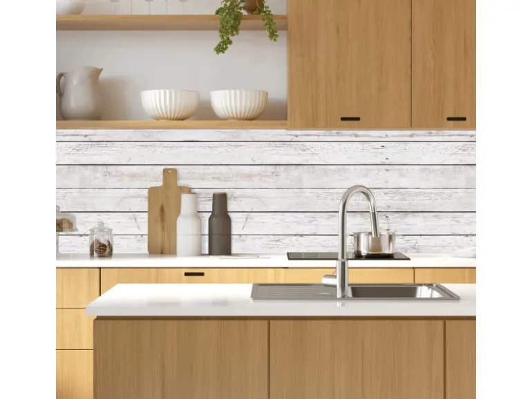 MySpotti Küchenrückwand Profix Cucina Jona Holz 160 x 60 cm Datcha Weiss