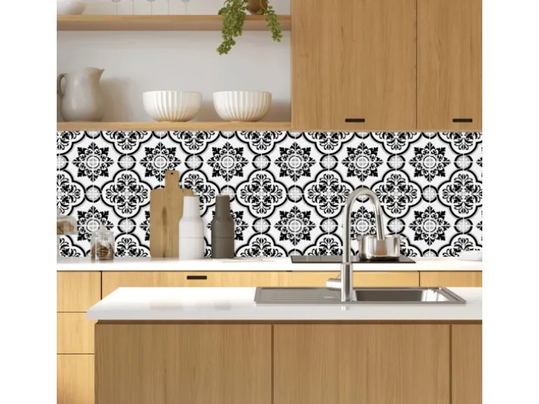 MySpotti Küchenrückwand Profix Cucina Elena Fliese 210 x 60 cm Schwarz-Weiß