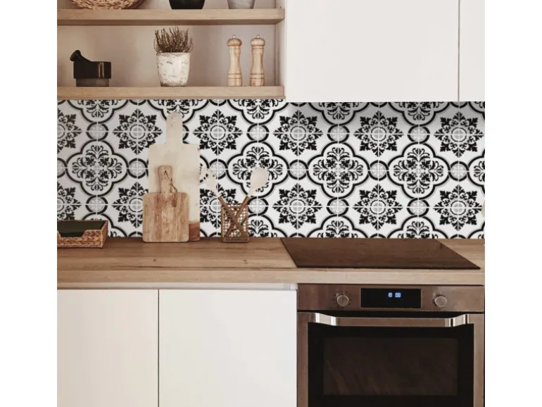 MySpotti Küchenrückwand Profix Cucina Elena Fliese 210 x 60 cm Schwarz-Weiß
