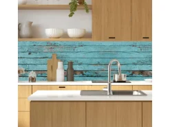 MySpotti Küchenrückwand Profix Cucina Ernest Holz 100 x 60 cm Cyan