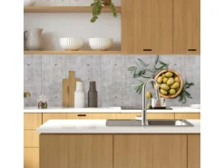 MySpotti Küchenrückwand Profix Cucina Olive & Concrete 270 x 60 cm Grau-Gelb