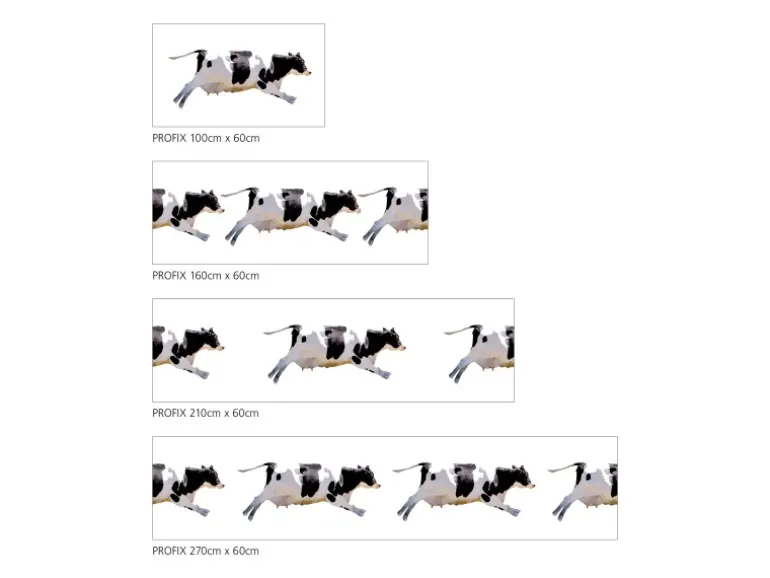 MySpotti Küchenrückwand Profix Cucina Fliegende Kuh 160 x 60 cm Schwarz-Weiß