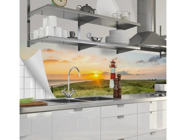 Myspotti Küchenrückwandfolie Leuchtturm Sylt Selbstklebend 280 cm x 60 cm