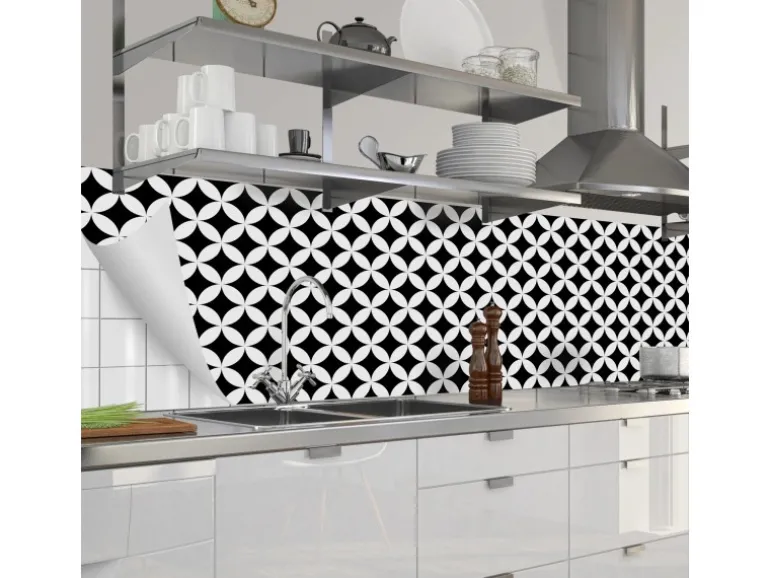 Myspotti Küchenrückwandfolie Chadi Selbstklebend 280 cm x 60 cm Schwarz-Weiß