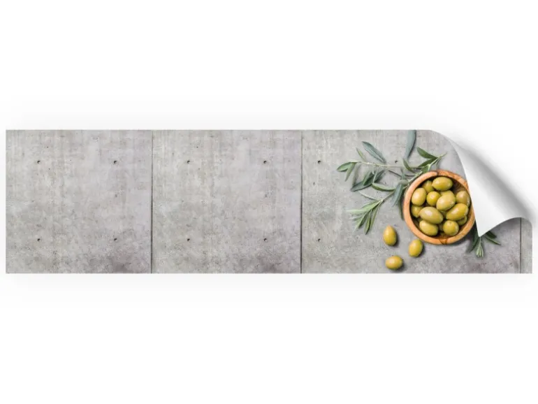 Myspotti Küchenrückwandfolie Olive and Concrete Selbstklebend 220 cm x 60 cm