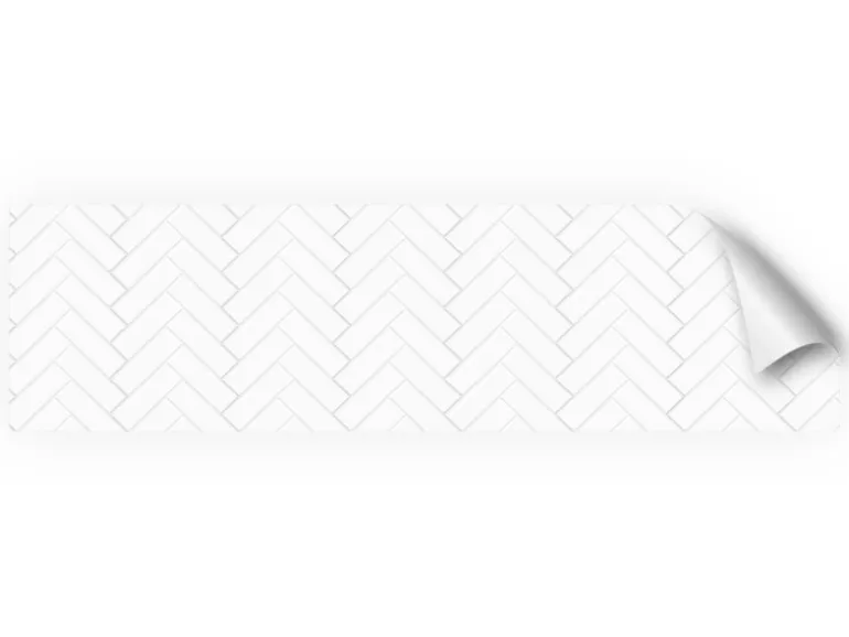 Myspotti Küchenrückwandfolie Herringbone Tile White Selbstklebend 220 cm x 60 cm