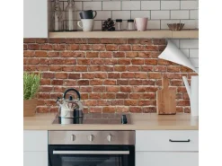 Myspotti Küchenrückwandfolie Brick Wall Selbstklebend 220 cm x 60 cm Ziegelrot