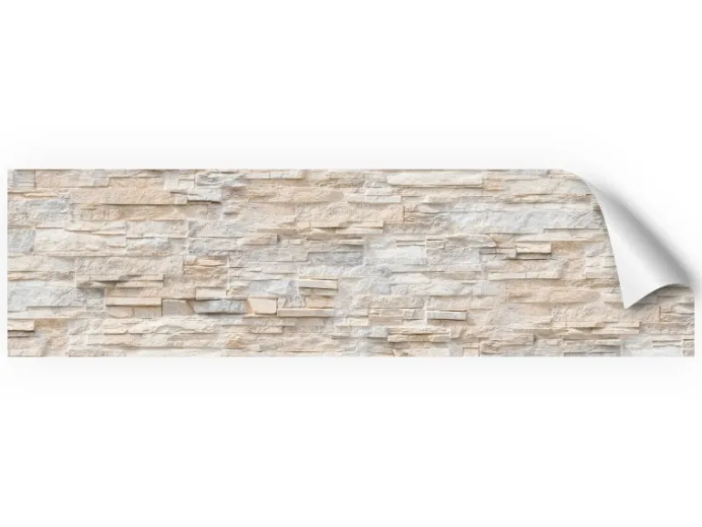 Myspotti Küchenrückwandfolie Bruchsteinwand Beige Selbstklebend 220 cm x 60 cm