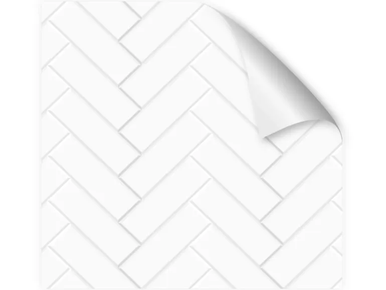 Myspotti Küchenrückwandfolie Herringbone Tile White Selbstklebend 280 cm x 60 cm