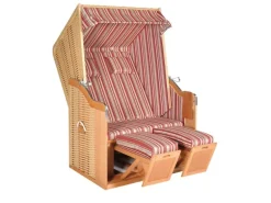 Natur24 Gartenstrandkorb Rustikal 50 2-Sitzer Kunststoffgeflecht Beige-Rot