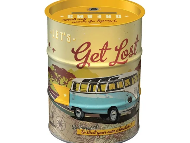 Nostalgic-Art Spardose Ölfass VW Bulli - Let's Get Lost Ø 9,3 cm x 11,7 cm