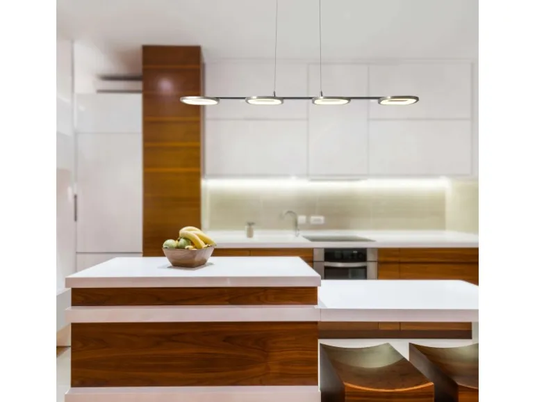 Näve LED-Pendelleuchte Beam Stahl-Blank 150 cm x 100 cm x 16 cm 4er-Set