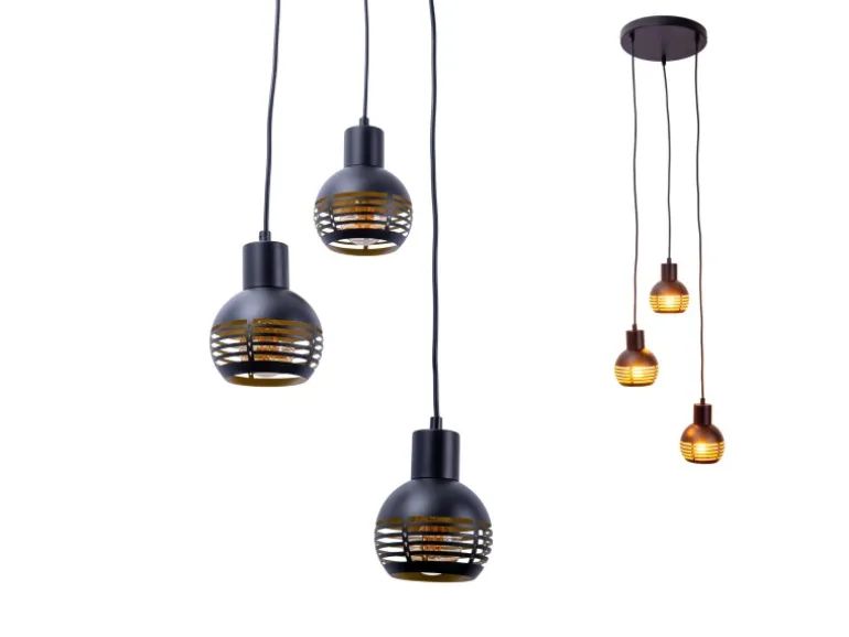 Näve Pendelleuchte Casco Schwarz Ø 25 cm x 120 cm 3er-Set