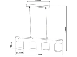 Näve Pendelleuchte Maron Natur 140 cm x 71,5 cm x 12 cm 4er-Set