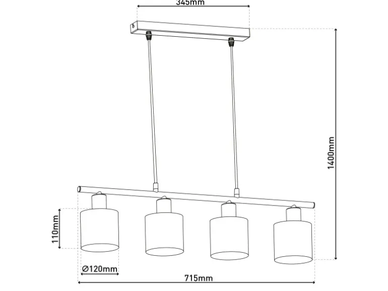 Näve Pendelleuchte Maron Natur 140 cm x 71,5 cm x 12 cm 4er-Set