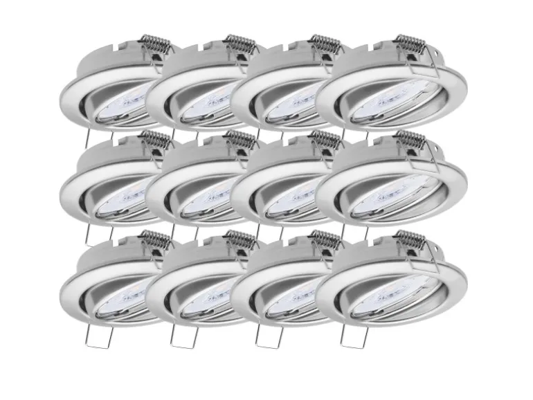 Oktaplex 12er Set LED Deckenspot Dijon inkl. LED Modul Warmweiß 2700K 4,8W Chrom 380lm LED Einbaustrahler Schwenkbar