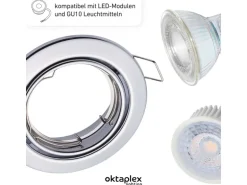 Oktaplex 12er Set LED Deckenspot Dijon inkl. LED Modul Warmweiß 2700K 4,8W Chrom 380lm LED Einbaustrahler Schwenkbar