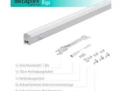 Oktaplex LED Unterbauleuchte Riga 2er Set Küche 28cm Neutralweiß 4000K 230V mit Schalter