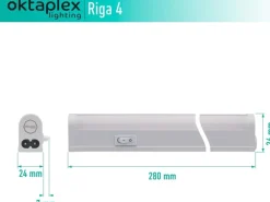 Oktaplex LED Unterbauleuchte Riga 2er Set Küche 28cm Neutralweiß 4000K 230V mit Schalter