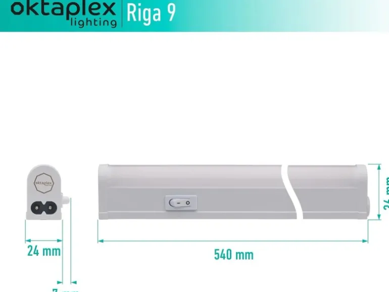 Oktaplex LED Unterbauleuchte Riga Küche 54cm Neutralweiß 4000K 230V mit Schalter