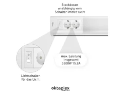 Oktaplex Talin 2er Set Unterbauleuchte Küche 76cm mit Steckdose Küchenbeleuchtung Warmweiß 3000K