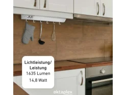 Oktaplex Talin 2er Set Unterbauleuchte Küche 76cm mit Steckdose Küchenbeleuchtung Warmweiß 3000K
