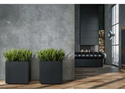 Ondis24 Pflanzkübel 40 Caro Rollen 100 Prozent Anthrazit Blumentopf Pflanzgefäß