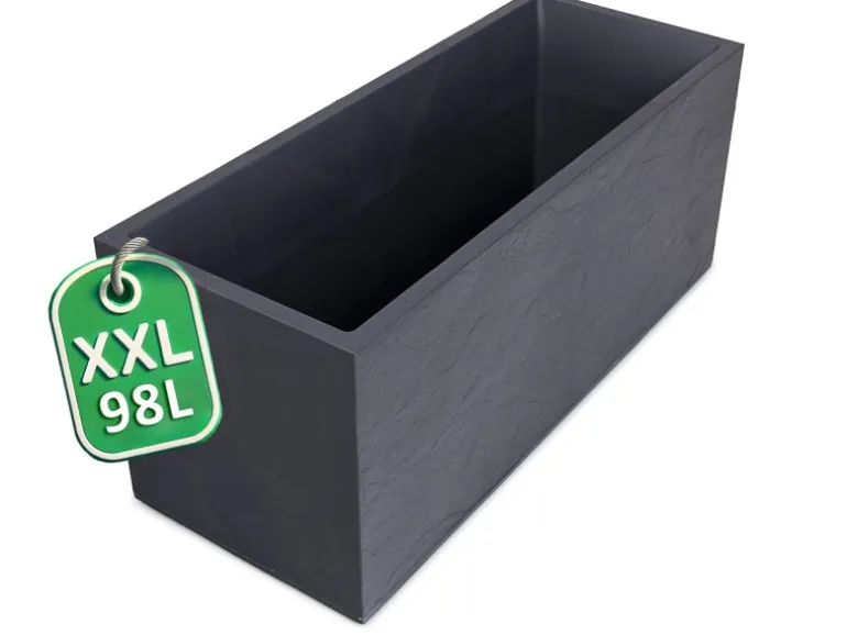 Ondis24 Pflanzkübel Vulkan 100 Blumentopf Doppelwandig Anthrazit Blumentopf Pflanzgefäß