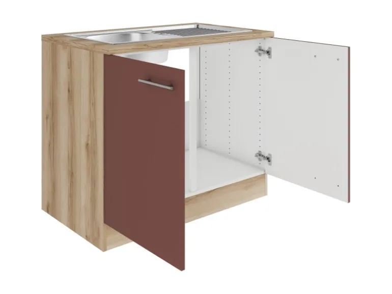 OPTIFIT Bari407 Küchen-Spülenunterschrank 100 cm Rostrot