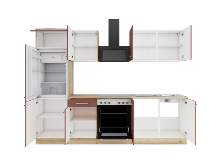 OPTIFIT Bari407 Küchenzeile 270 cm ohne E-Geräte Rostrot