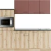 OPTIFIT Bari407/Livorno290 Küchenzeile 210 cm Rostrot / Wildeiche Nachbildung