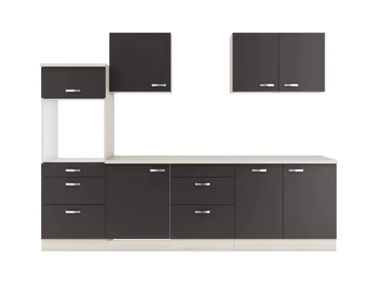 OPTIFIT Faro220 Küchenzeile 270 cm ohne E-Geräte Anthrazit