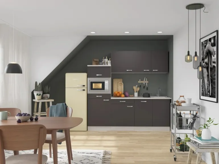OPTIFIT Faro220 Küchenzeile 210 cm Anthrazit