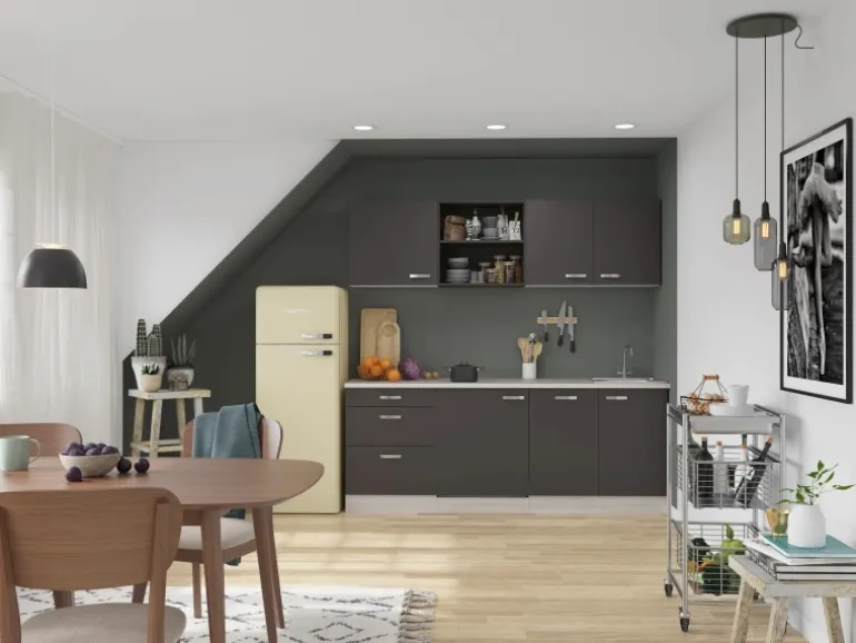 OPTIFIT Faro220 Küchenzeile 210 cm Anthrazit