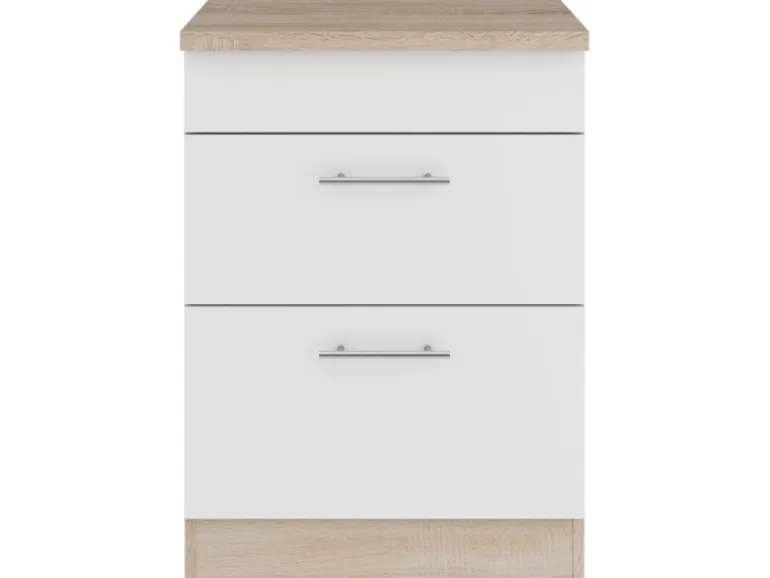 Optifit Küchen-Auszugsunterschrank Dakar286 60cm Weiß Sgl. für Glaskeramikkochf