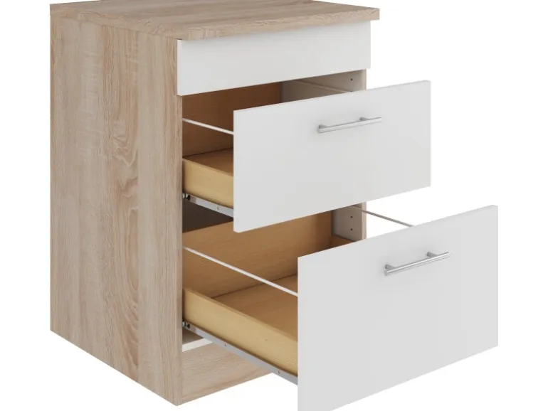 Optifit Küchen-Auszugsunterschrank Dakar286 60cm Weiß Sgl. für Glaskeramikkochf