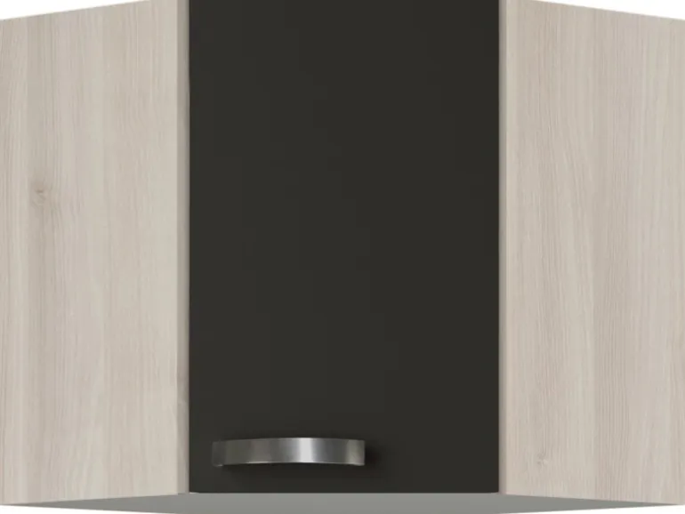 Optifit Küchen-Eckoberschrank Dakar220 60/60cm x 57,6cm x 34,6cm Anthrazit-Braun