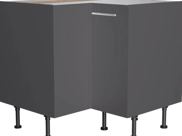 Optifit Küchen-Eck-Unterschrank Ingvar420 90/90cmx 57cmx 58,4cm Anthrazit Matt