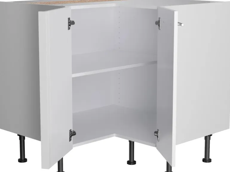 Optifit Küchen-Eck-Unterschrank Bengt932 90/90 cm x 87 cm x 58,4 cm Weiß