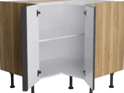 Optifit Küchen-Eck-Unterschrank Linus984 90/90cmx87cmx58,4cm Anthra.-WildEiche