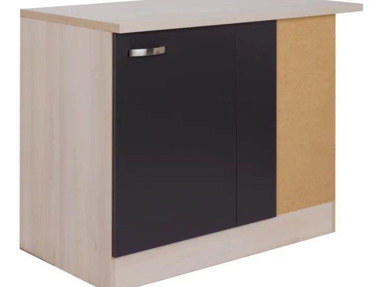 Optifit Küchen-Eck-Unterschrank Faro220 100 x 84,8 x 60 cm Anthrazit Akazie