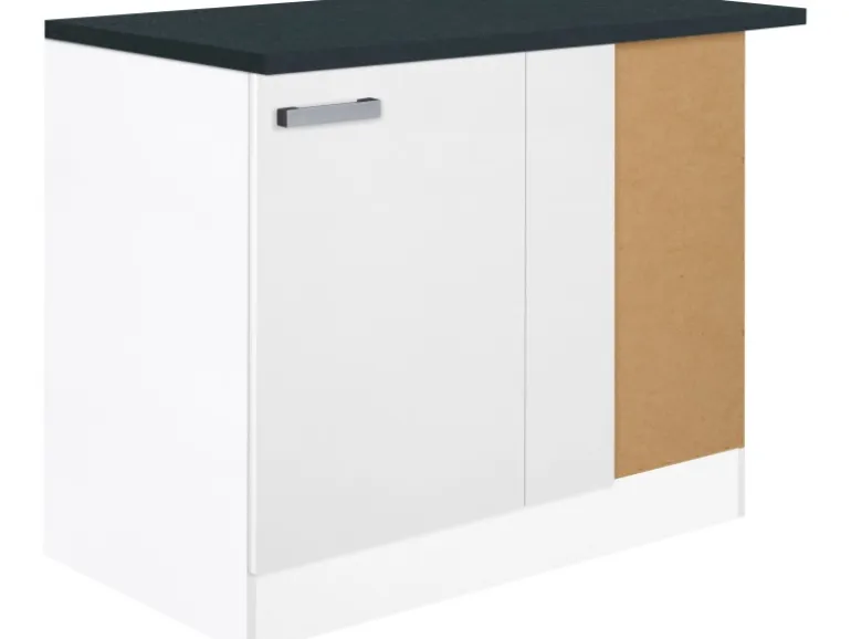Optifit Küchen-Eck-Unterschrank Salo214 100 cm x 84,8 cm x 60 cm Weiß