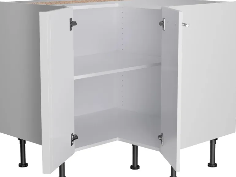 Optifit Küchen-Eck-Unterschrank Rurik986 90/90 cm x 87 cm x 58,4 cm Weiß