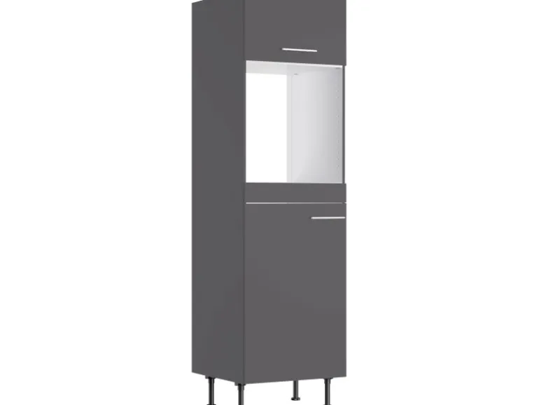 Optifit Küchen-Hochschrank für Backof. u. Kühlschr. Ingvar420 60cm Anthra. Matt