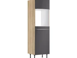 Optifit Küchen-Hochschrank f. Backof./Kühlschr. Linus984 60cm Anthra.-WildEiche