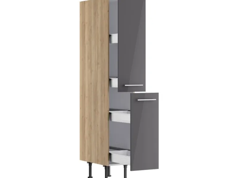 Optifit Küchen-Midi-Apothekerschrank Jonte984 30 cm Anthrazit-Wildeiche
