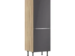 Optifit Küchen-Midischrank für Kühlschrank Linus984 60 cm Anthrazit-Wildeiche