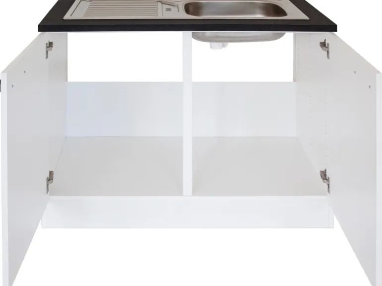 Optifit Küchen-Spülenunterschrank mit Einbauspüle Salo214 100cmx84,8cmx60cm Weiß