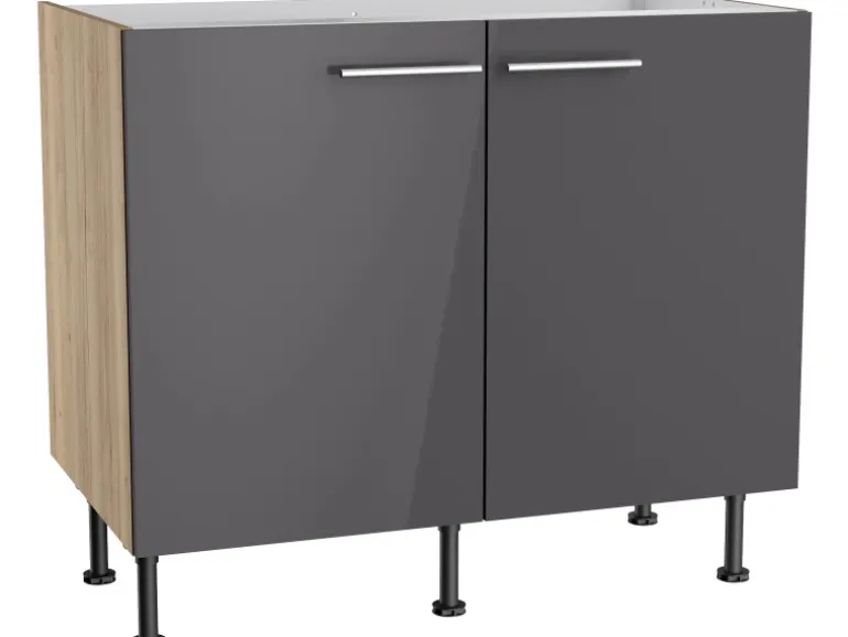 Optifit Küchen-Spülenunterschrank Jonte984 100cmx87cmx58,4cm Anthra.-WildEiche